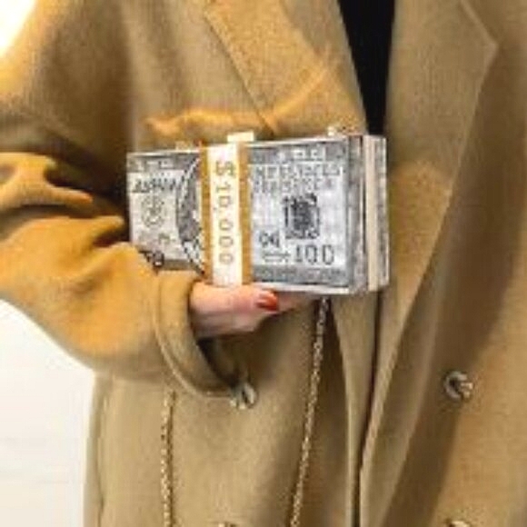 Bling Rhinestone Money Clutch/Purse (w/ Detachable Chain Strap) - Picture 2 of 14